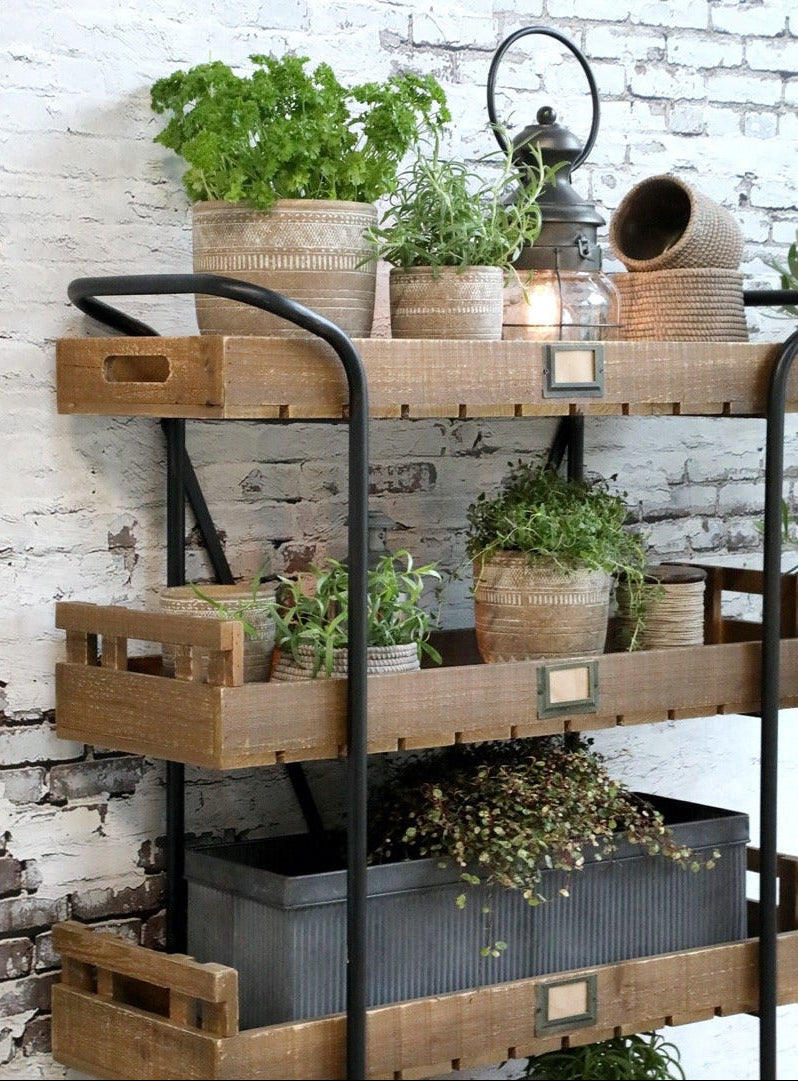 Antique Zinc Old French Grooved Flowerpots Set of 2