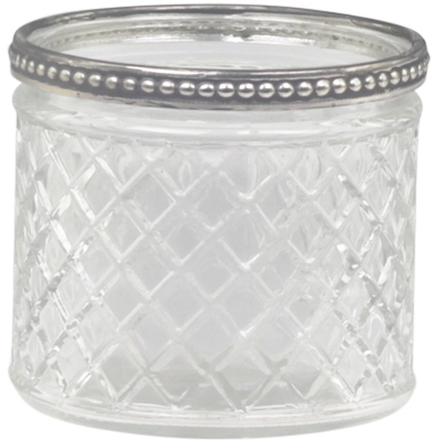 Patterned Glass Tealight Holder or Flowerpot with Metallic Pearl Edge, Small