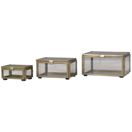 Small Brass Storage Boxes With Lids, set of 3