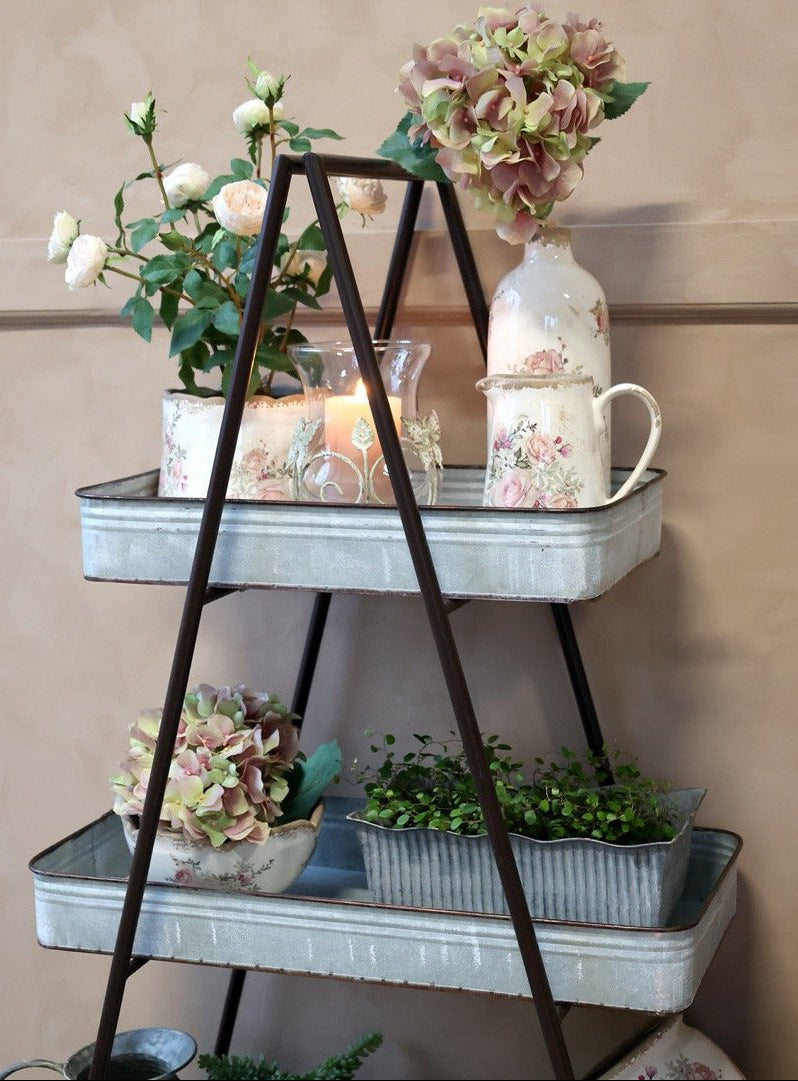 Antique Zinc Grooved Window Boxes, Set of 2