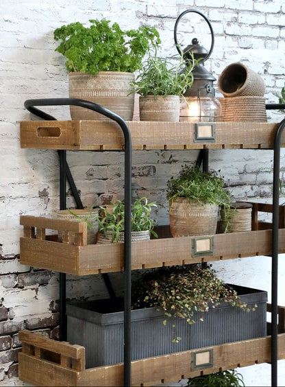 Antique Zinc Old French Grooved Flowerpots Set of 2