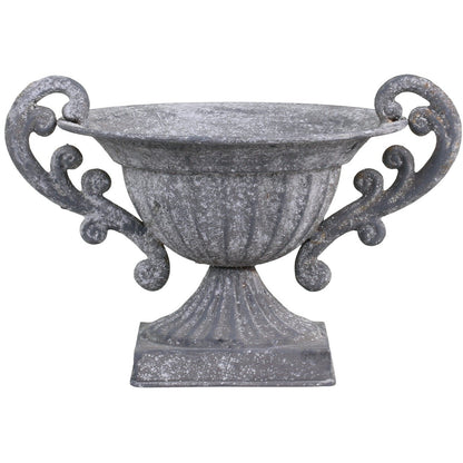 Antique Zinc Rustic Centrepiece on Foot,  Medium