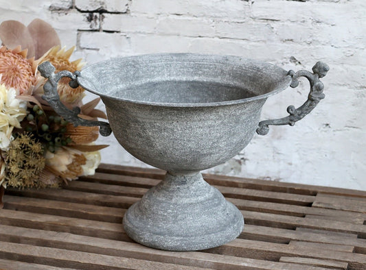 Antique Zinc Centrepiece on Foot With Handle