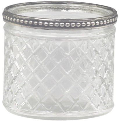 Patterned Glass Tealight Holder or Flowerpot with Metallic Pearl Edge, Small