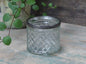 Patterned Glass Tealight Holder or Flowerpot with Metallic Pearl Edge, Small